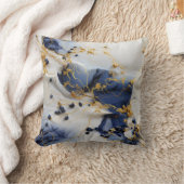 Midnight Sapphire Marble with Gold Threads クッション (ブランケット)