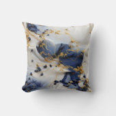 Midnight Sapphire Marble with Gold Threads クッション (正面)