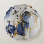 Midnight Sapphire Marble with Gold Threads ラウンドクッション (裏面)
