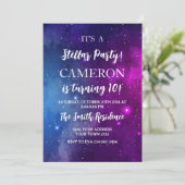 Midnight Sky & Shining Stars Galaxy Birthday Party 招待状 (スタンド正面)