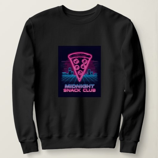 Midnight Snack Club – Neon Synthwave Pizza Slice  スウェットシャツ (デザイン正面)