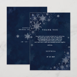 Midnight Snowflakes Winter Bridal Shower フラットカード サンキューカード