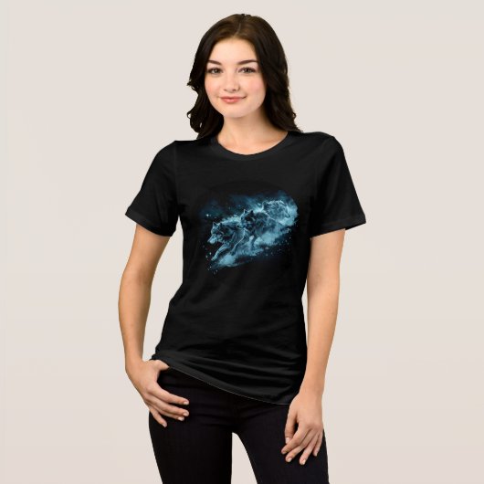 Midnight Star Wolves Running Print トライブレンドＴシャツ (正面全面)