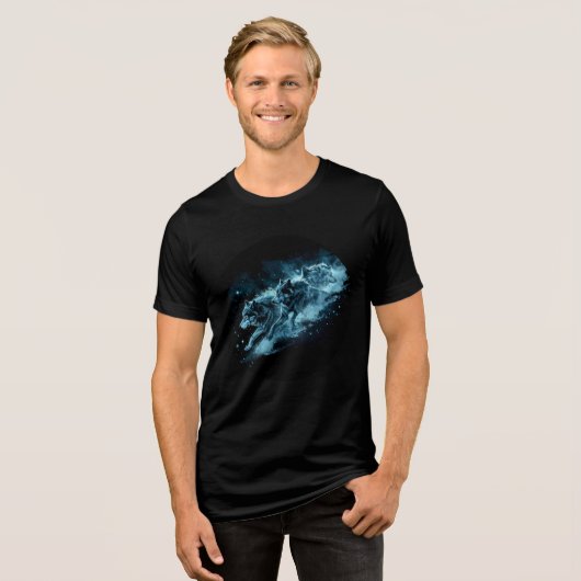 Midnight Star Wolves Running Print トライブレンドTシャツ (正面全面)