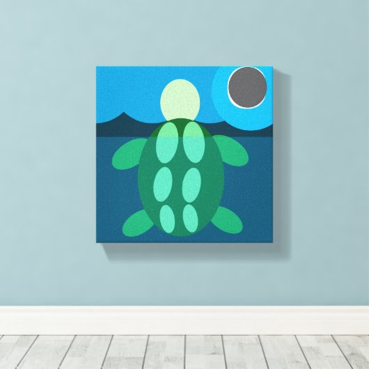 Midnight swim turtle on canvas キャンバスプリント (インサイチュ (ウッドフロア))