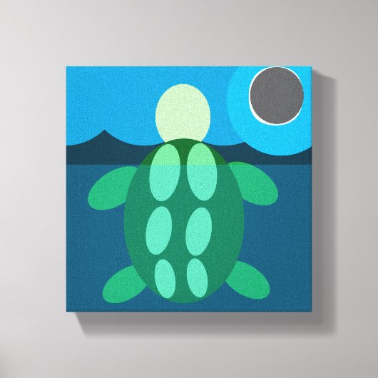 Midnight swim turtle on canvas キャンバスプリント (正面)