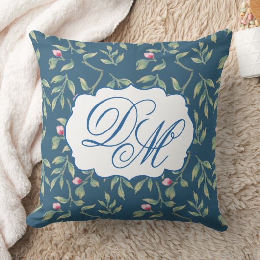 Midnight Teal Wedding Keepsake Throw Pillow クッション (ブランケット)