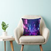 Midnight Tokyo — Neon Cyberpunk Throw Pillow クッション (椅子)
