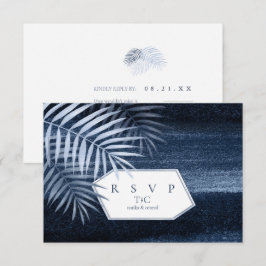 Midnight Tropical Palms Moody Blue ID1322 出欠カード