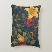 Midnight Victorian Floral – Yellow Lilies & Roses アクセントクッション (裏面(縦))