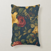 Midnight Victorian Floral – Yellow Lilies & Roses アクセントクッション (正面(垂直))