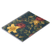Midnight Victorian Floral – Yellow Lilies & Roses ノートブック (左側)