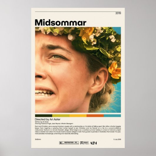Midsommar Ari Asterミニマリスト映画ヴィンテージリスト ポスター (正面)
