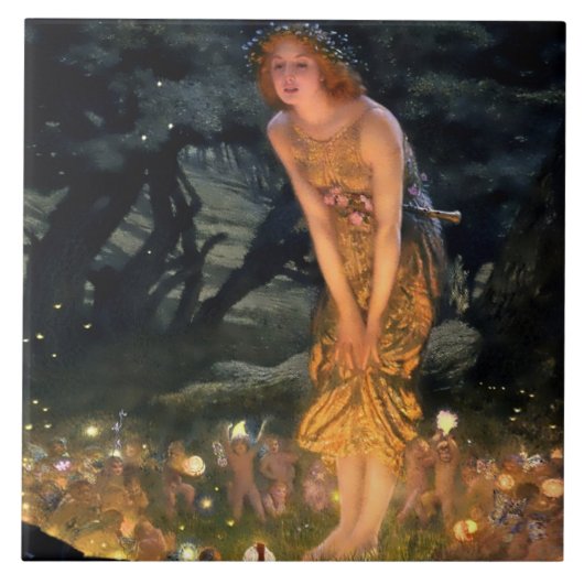 “Midsummer Eve” by Edward Robert Hughes タイル (正面)