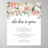 Midsummer Floral Wedding Bar Menu Sign ポスター (正面)