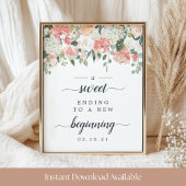 Midsummer Floral Wedding Dessert Table Sign ポスター