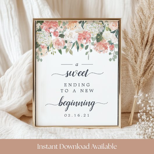 Midsummer Floral Wedding Dessert Table Sign ポスター