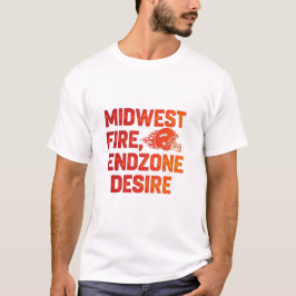 Midwest Fire Endzone Desire アメリカンフットボール ゲームデー Tシャツ