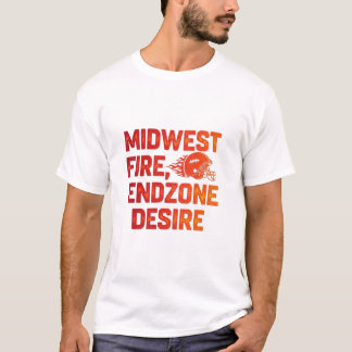 Midwest Fire Endzone Desire アメリカンフットボール ゲームデー Tシャツ