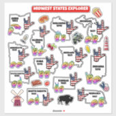 Midwest Learning Map – ASL & State Symbols シール (シート)
