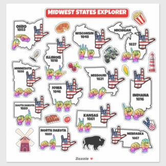 Midwest Learning Map – ASL & State Symbols シール