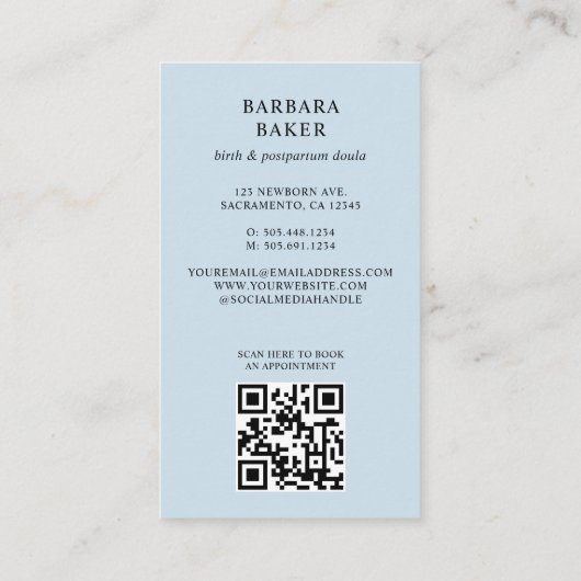 Midwife Birth Postpartum  Doula Photo Arch QR CODE 名刺 (裏面)