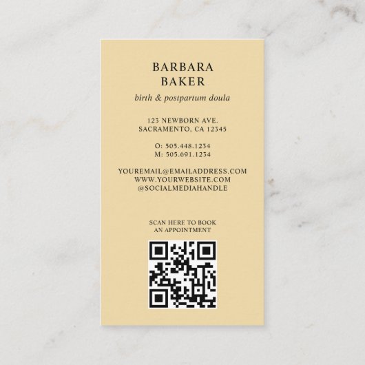 Midwife Birth Postpartum Doula Photo QR CODE 名刺 (裏面)