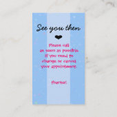 Midwife.OBGYN.Pediatrician.Appointmentのメモ 予約カード (裏面)