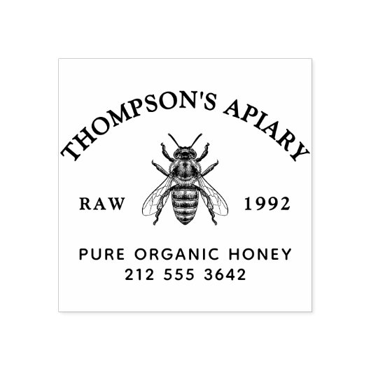 Miel Abeille Vintage Nom de Famille  ラバースタンプ (インプリント)