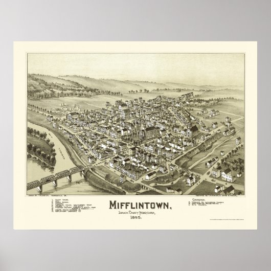 Mifflintown, PAパノラママップ – 1895 ポスター (正面)