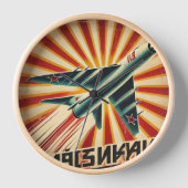 MiG-15ヴィンテージソ連プロパガンダポスター 壁時計 (正面)