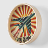 MiG-15ヴィンテージソ連プロパガンダポスター 壁時計 (傾斜)