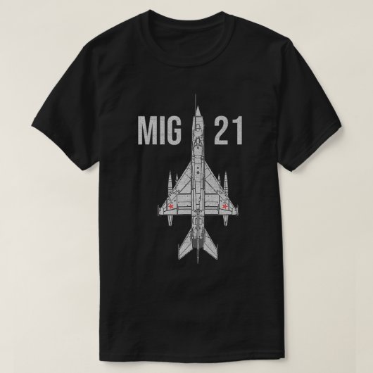 MIG 21戦闘機ジェットロシアの軍隊機 Tシャツ (デザイン正面)