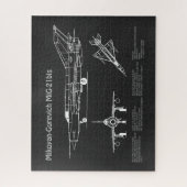 MiG-21 bis – 飛行機の設計図の計画PD ジグソーパズル (縦)
