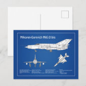 MiG-21 bis – 飛行機の設計図プランABD ポストカード (正面/裏面)