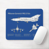 MiG-21 bis – 飛行機の設計図プランABD マウスパッド (マウス)