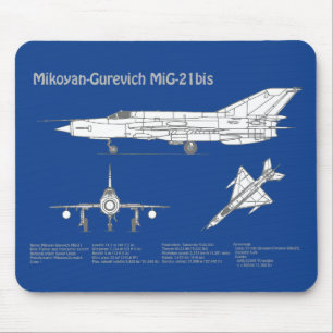 MiG-21 bis – 飛行機の設計図プランABD マウスパッド