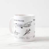MiG-21 bis – 飛行機の設計図プランBD コーヒーマグカップ (正面左)