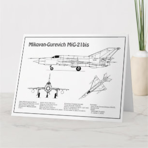 MiG-21 bis – 飛行機の設計図プランBD サンキューカード