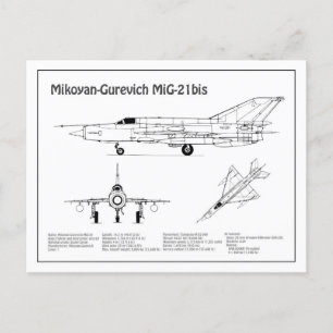 MiG-21 bis – 飛行機の設計図プランBD ポストカード