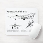 MiG-21 bis – 飛行機の設計図プランBD マウスパッド (マウス)