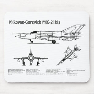 MiG-21 bis – 飛行機の設計図プランBD マウスパッド