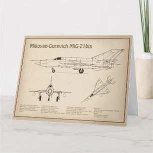 MiG-21 bis – 飛行機の設計図プランSD サンキューカード