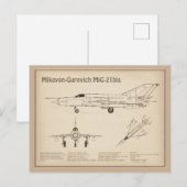 MiG-21 bis – 飛行機の設計図プランSD ポストカード (正面/裏面)