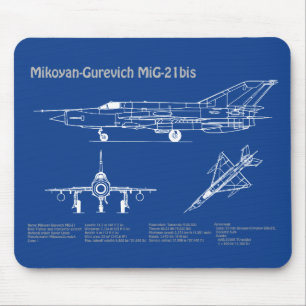 MiG-21 bis – 飛行機設計図プランAD マウスパッド