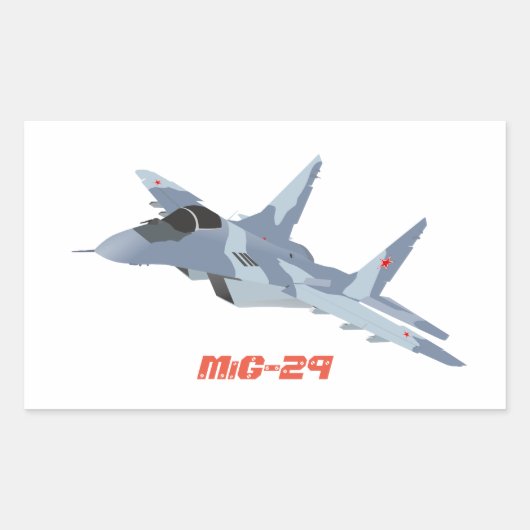 MiG-29ジェット戦闘機ステッカー 長方形シール (正面)