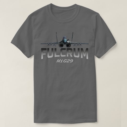 MiG 29 Fulcrumジェット戦闘機 Tシャツ (デザイン正面)
