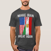 MIGA イランを再び偉大に ライオンと太陽 イランの旗 Tシャツ (正面)