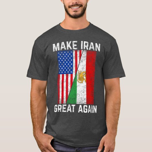 MIGA Make Iran Great Again Lion and Sun Iran Flag Tシャツ (正面)