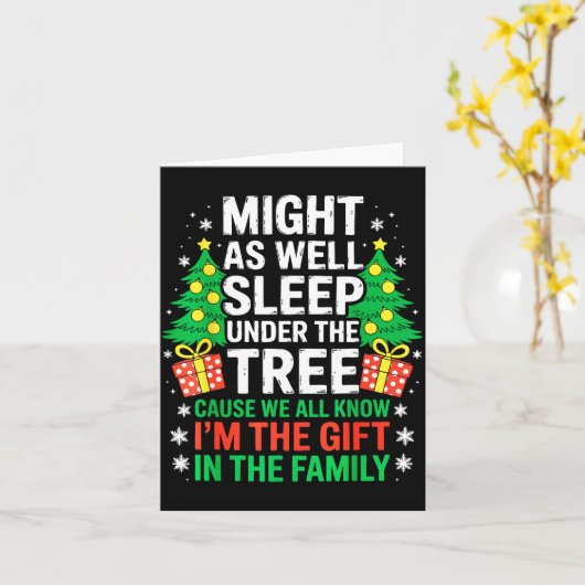 Might As Well Sleep Under The Tree Shirt Christmas カード (黄色い花)